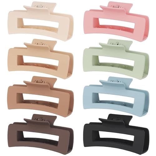 Korean Fashion Matte Hair Claw Clips Pack of 8, Assorted